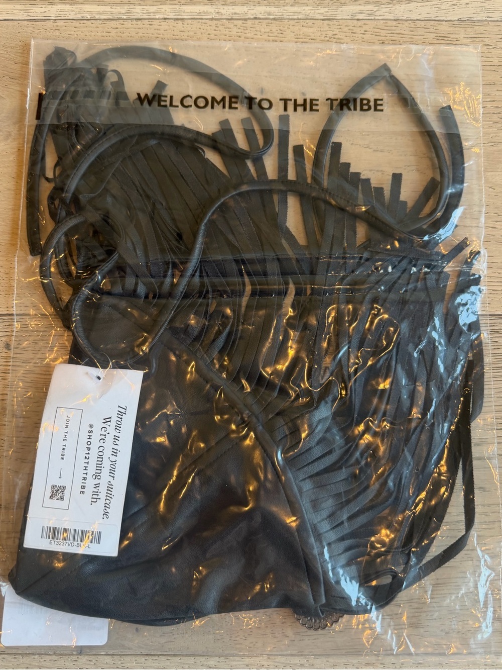 12th Tribe Mesa Black Fringe Bra Top Size LL - Picture 5 of 5